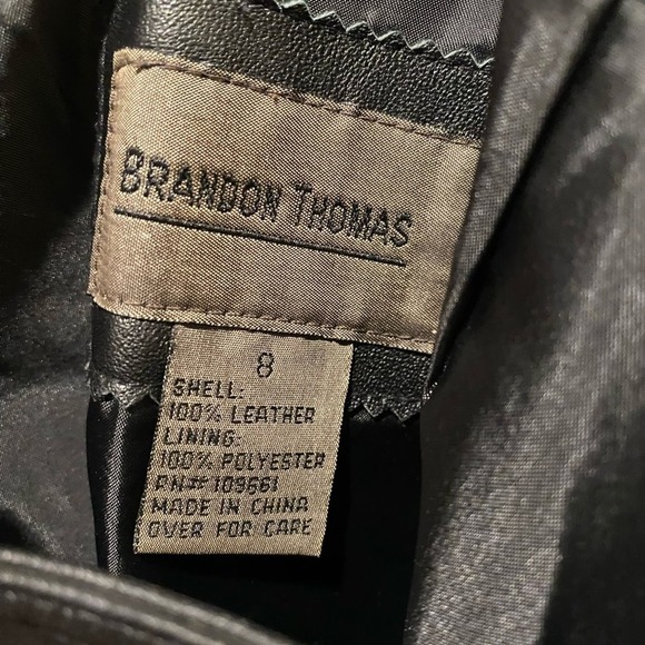 BRANDON THOMAS A-LINE BLACK LEATHER SKIRT 8 - Picture 3 of 6